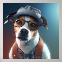 Jack Russell Terrier Hipster Cão Poster