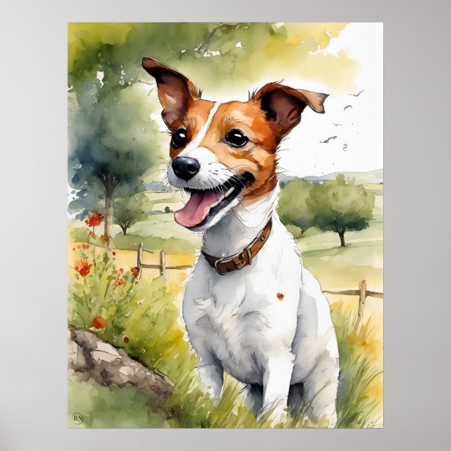 Jack Russell Terrier - Impressão de Arte Canina (Frente)