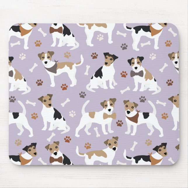 Jack Russell Terrier Paws e Ossos Mouse Pad (Frente)