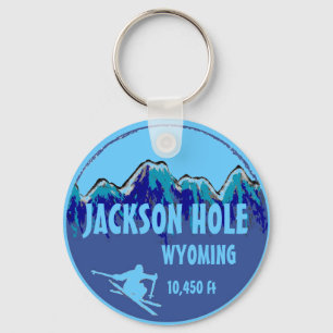 Jackson Hole Wyoming chaveiro de ski azul