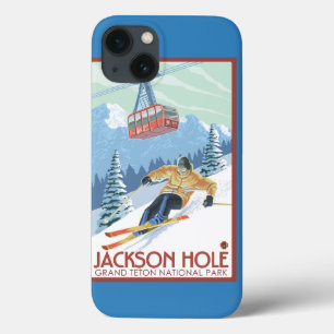 Jackson Hole, Wyoming Skier and Tram