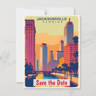 Jacksonville, FL, Salve a data, cartão postal Vint