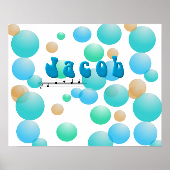Jacob Musical Name Nursery Room Poster (Frente)