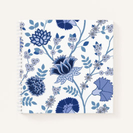 Jacobean Floral 2Way Pattern Blues em Branco