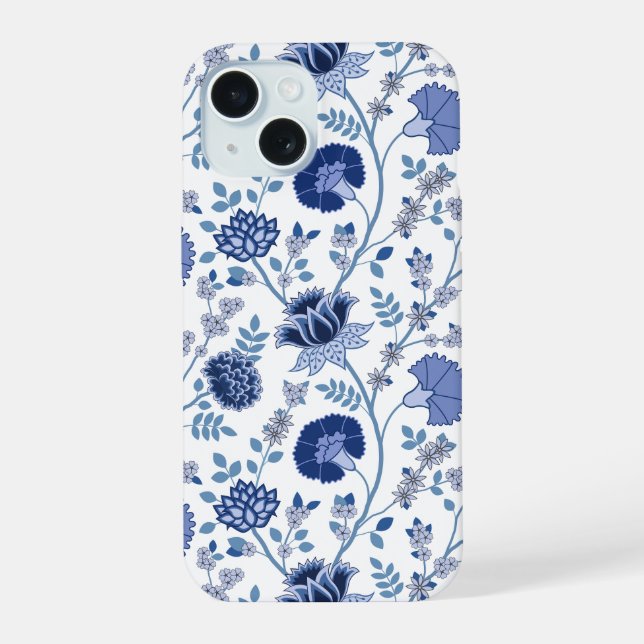Jacobean Floral Big Pattern Blues em Branco (Verso)