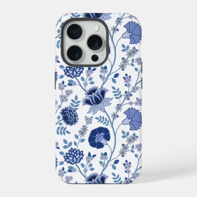 Jacobean Floral Big Pattern Blues em Branco (Verso)