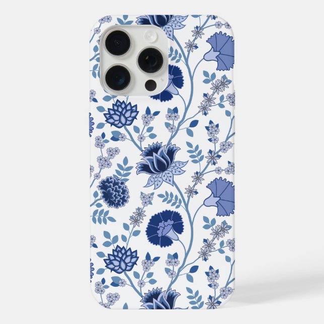 Jacobean Floral Big Pattern Blues em Branco (Verso)
