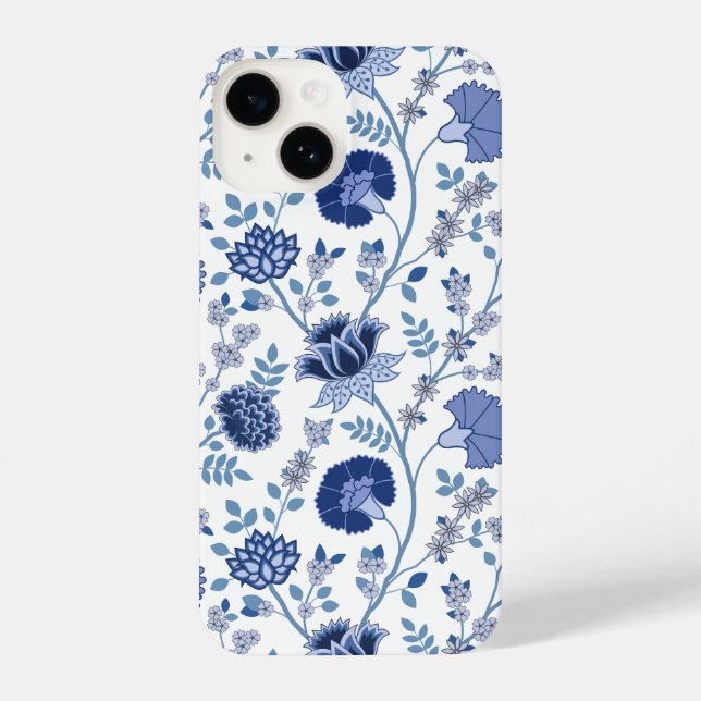 Jacobean Floral Big Pattern Blues em Branco (Verso)