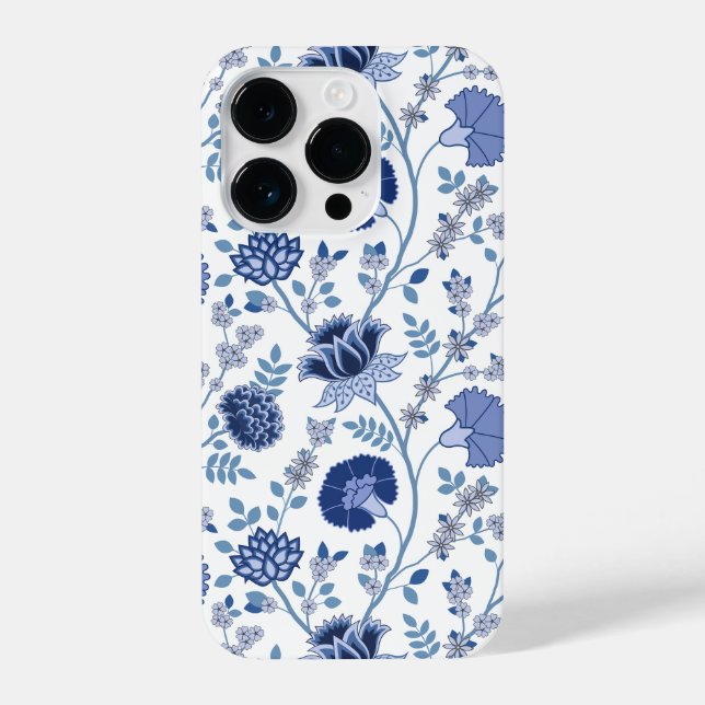 Jacobean Floral Big Pattern Blues em Branco (Verso)
