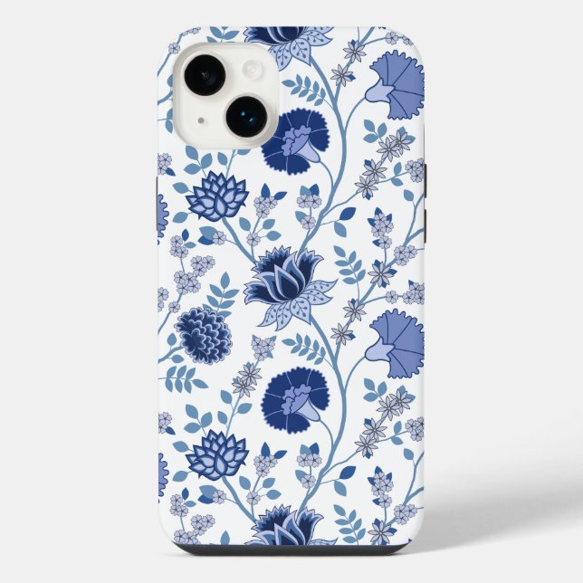 Jacobean Floral Big Pattern Blues em Branco (Verso)