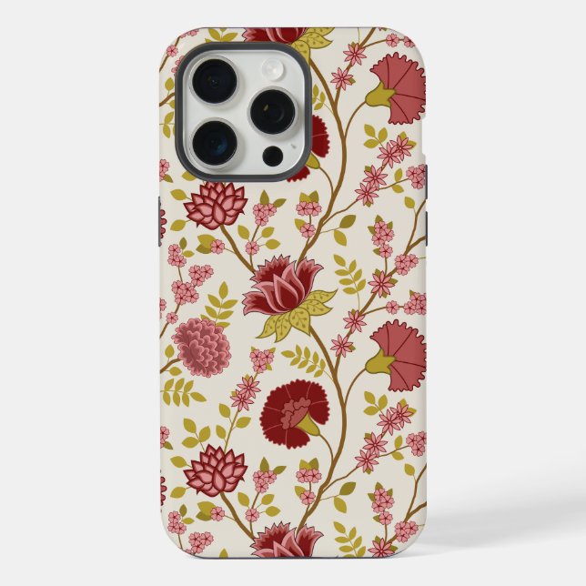 Jacobean Floral Big Pattern Reds Pinks Dourado Cre (Verso)