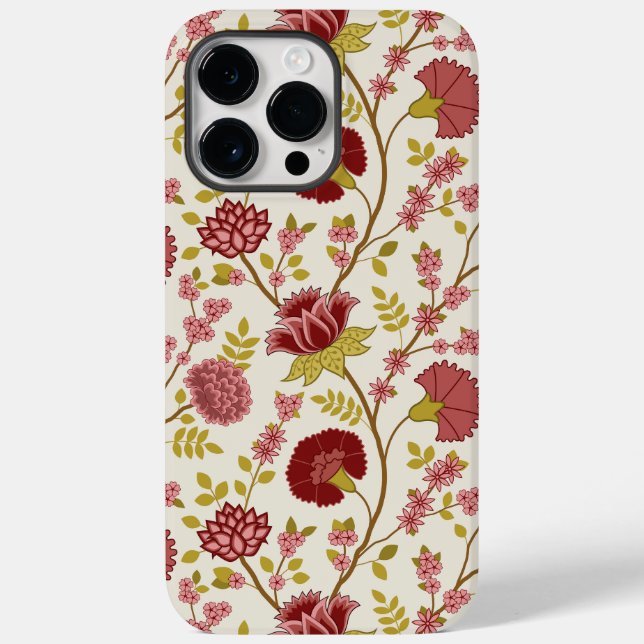Jacobean Floral Big Pattern Reds Pinks Dourado Cre (Verso)