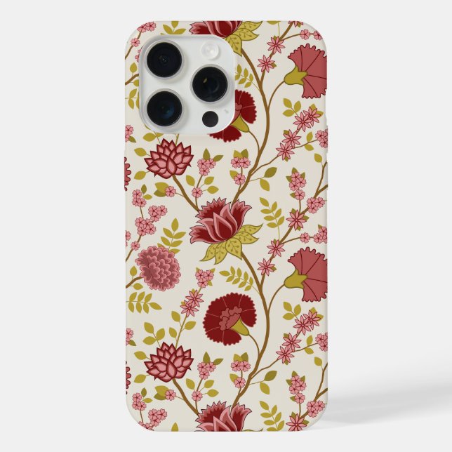Jacobean Floral Big Pattern Reds Pinks Dourado Cre (Verso)