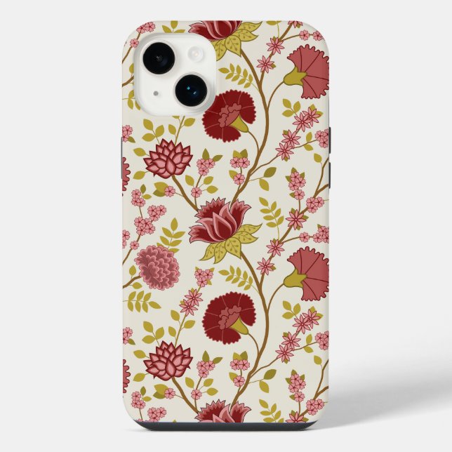 Jacobean Floral Big Pattern Reds Pinks Dourado Cre (Verso)