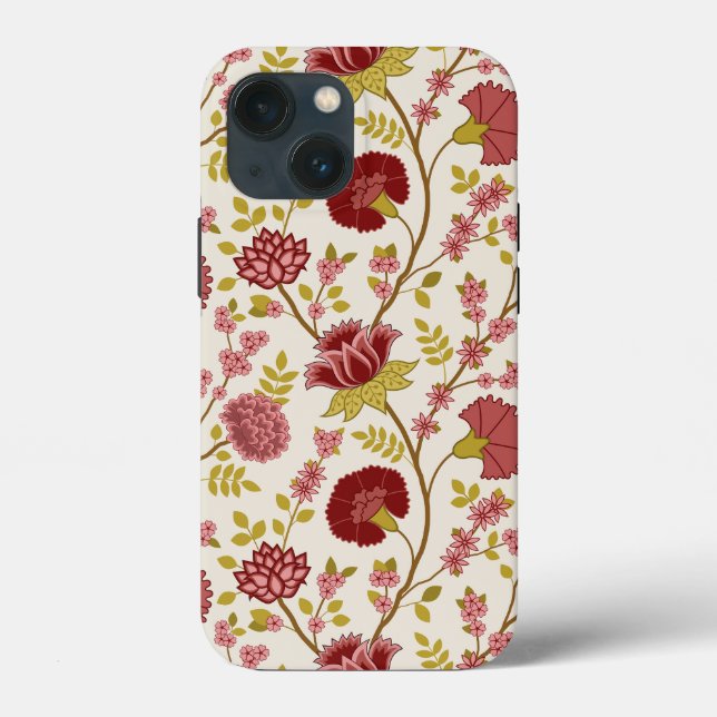 Jacobean Floral Big Pattern Reds Pinks Dourado Cre (Verso)