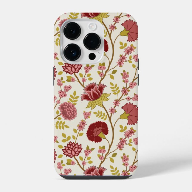 Jacobean Floral Big Pattern Reds Pinks Dourado Cre (Verso)