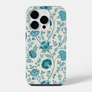 Jacobean Floral Big Pattern Teals em Creme