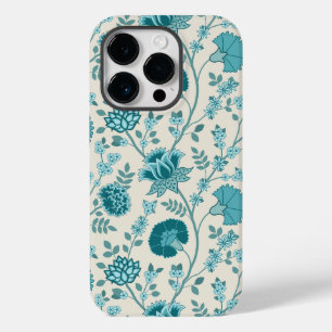 Jacobean Floral Big Pattern Teals em Creme