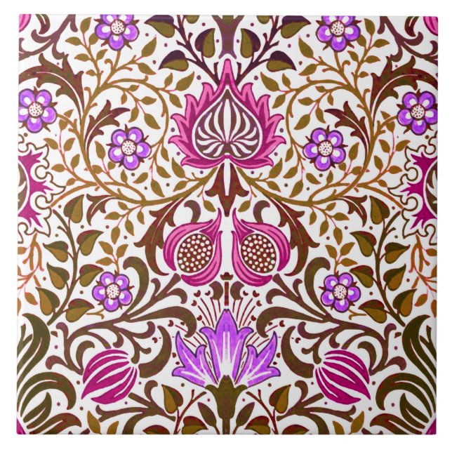 Jacobean Floral Damask, Pink, Violet e Brown (Frente)