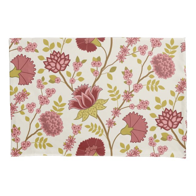 Jacobean Floral Lg Pattern Reds Pinks Dourado Crea (Frente-Esquerda)