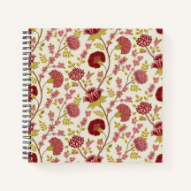 Jacobean Floral Reds Pinks Dourado Cream