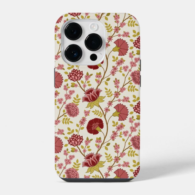 Jacobean Floral Reds Pinks Dourado Cream (Verso)