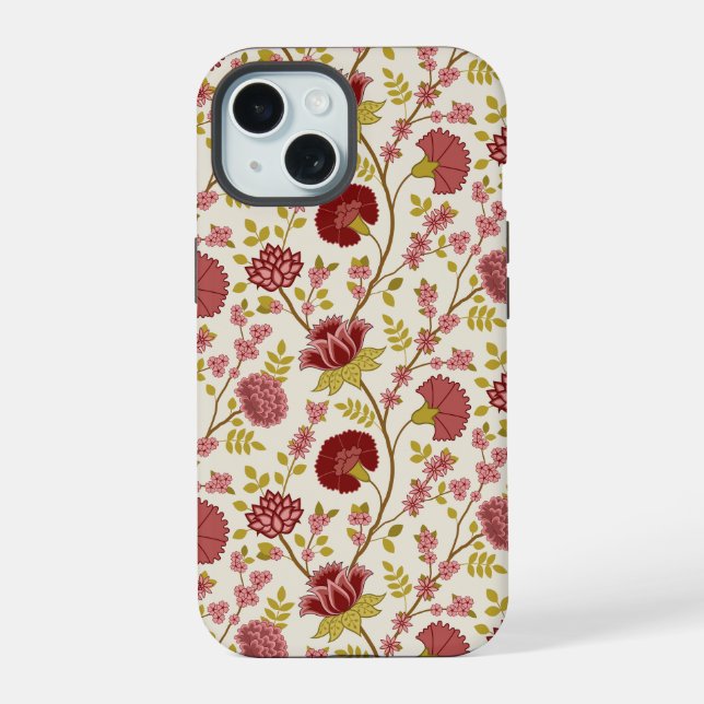 Jacobean Floral Reds Pinks Dourado Cream (Verso)