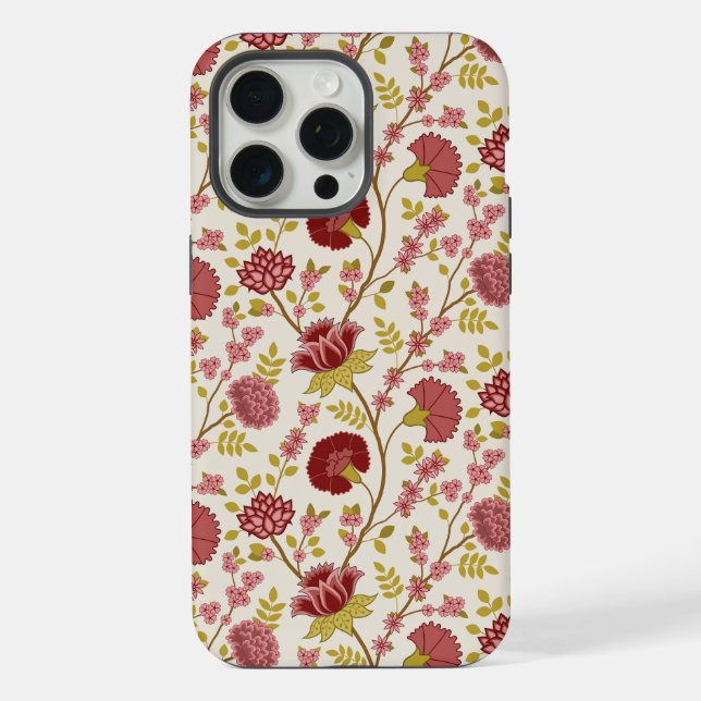 Jacobean Floral Reds Pinks Dourado Cream (Verso)