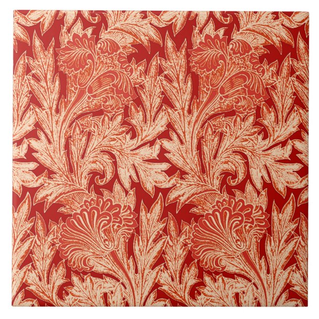 Jacobean Flower Damask, Mandarin e Laranja-claro (Frente)
