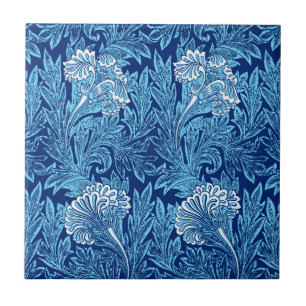 Jacobean Flower Damask, Marinho, Azul-Céu e Branc