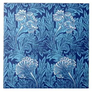 Jacobean Flower Damask, Marinho, Azul-Céu e Branco