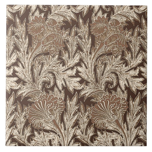 Jacobean Flower Damask, Taupe Tan e Cream (Frente)