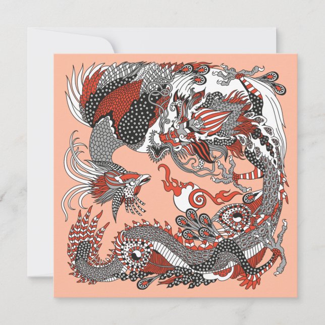 Jade Dragon and Gold Phoenix playing with a pearl (Frente)