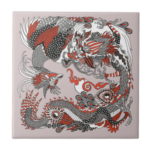 Jade Dragon e Dourada Phoenix brincando com uma p