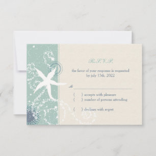 Jade Grayed & Ivory Starfish Beach Weding RSVP