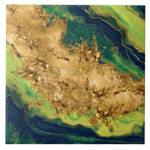 Jade Green and Bronze Gold Abstract