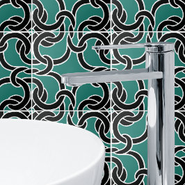 Jade Green Black Celtic Knot Seamless Pattern Tile