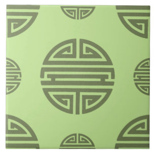Jade Verde Caractere Chinês Shou Longevidade