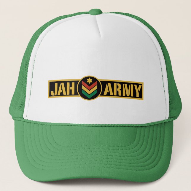 Jah Army - Reggae Rasta Roots - Boné de caminhonei (Frente)