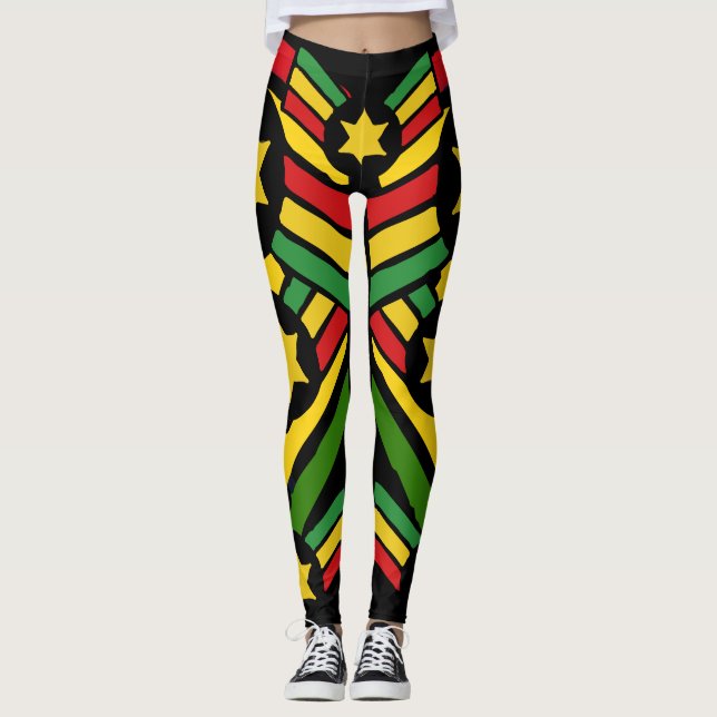 Jah Rastafari Irie Jamaican Rasta Leggings (Frente)
