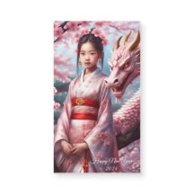 Jahr des Drachen 2024 - Mädchen zwischen Kirschblü