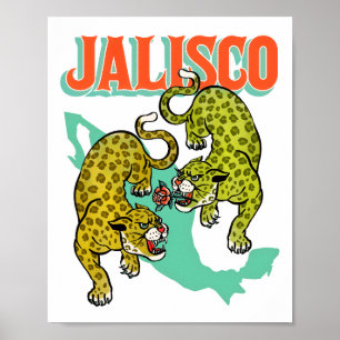 Jalisco Mexico, Retro Poster de viagens, Jaguar Ar