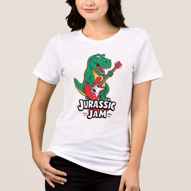 Jam T-Shirt Jurássico - Dinossauro Tocando Violão (Frente)