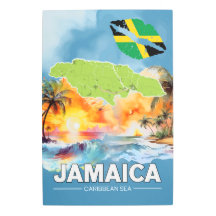 Jamaica Caribe Sea Map Beach Sunset