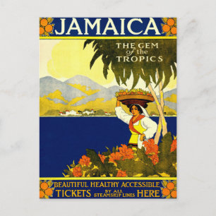 Jamaica, Cartão Postal de Poster de Viagem Antigo