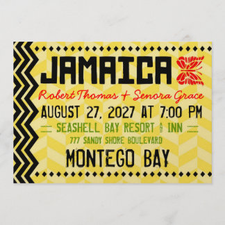 JAMAICA Destino Convite Metálico Dourado
