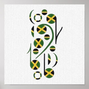 Jamaica Flag Musical Notes Poster