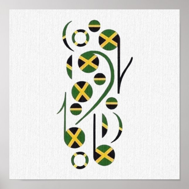 Jamaica Flag Musical Notes Poster (Frente)