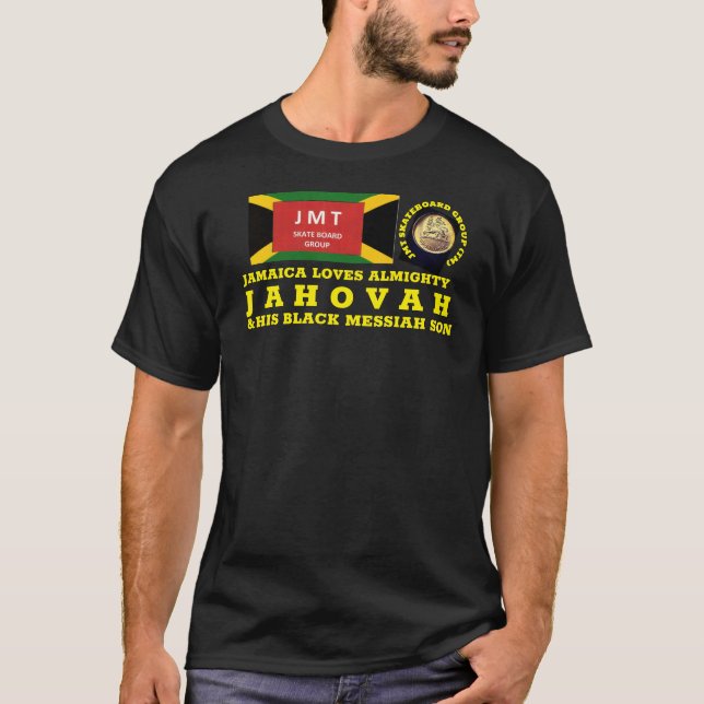 JAMAICA LOVES JAHOVAH - Camisa Escura Básica (Frente)