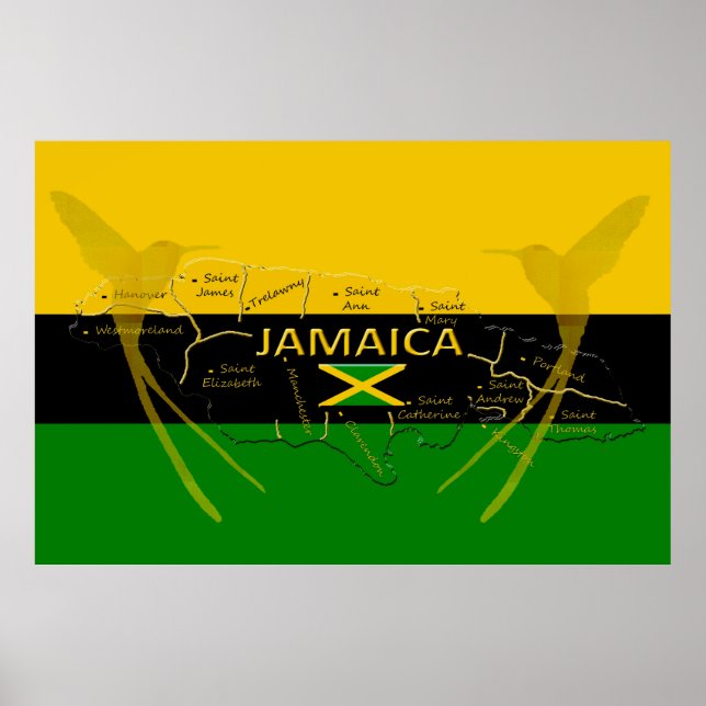 Jamaica Paróquias Cor HummingBird Poster qualquer  (Frente)